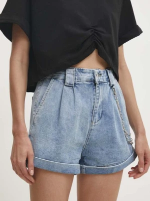 Answear Lab szorty jeansowe damskie kolor niebieski gładkie high waist