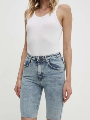 Zdjęcie produktu Answear Lab szorty jeansowe damskie kolor niebieski gładkie high waist