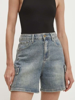 Answear Lab szorty jeansowe damskie kolor niebieski gładkie high waist