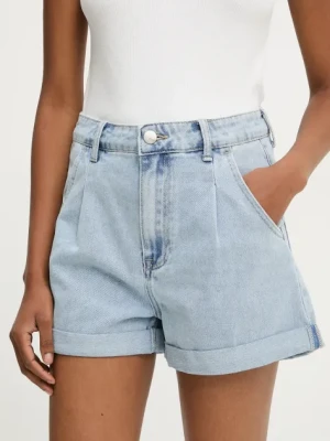 Answear Lab szorty jeansowe damskie kolor niebieski gładkie high waist