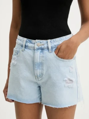 Answear Lab szorty jeansowe damskie kolor niebieski gładkie high waist