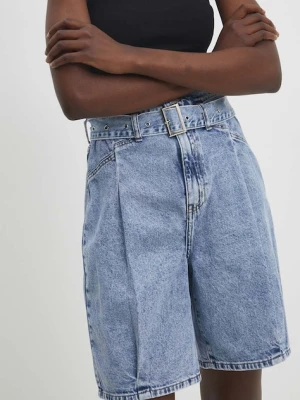 Answear.LAB szorty jeansowe damskie kolor niebieski gładkie high waist
