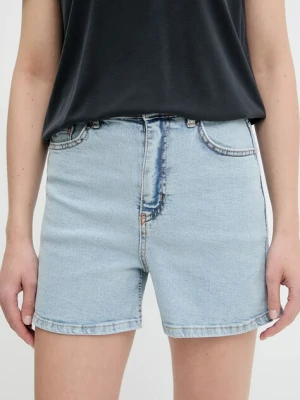 Answear Lab szorty jeansowe damskie kolor niebieski gładkie high waist