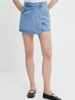 Answear.LAB szorty jeansowe damskie kolor niebieski gładkie high waist