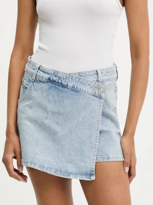 Answear.LAB szorty jeansowe damskie kolor niebieski gładkie high waist
