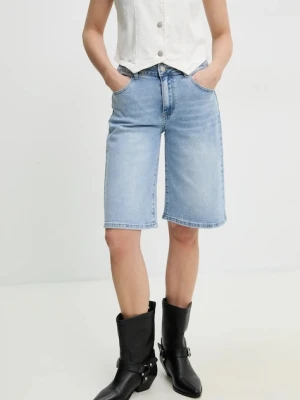 Answear.LAB szorty jeansowe damskie kolor niebieski gładkie high waist