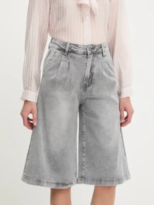 Answear Lab szorty jeansowe damskie kolor szary gładkie high waist
