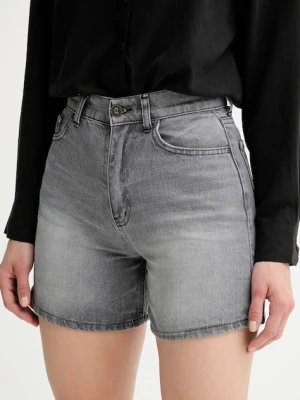 Answear Lab szorty jeansowe damskie kolor szary gładkie high waist
