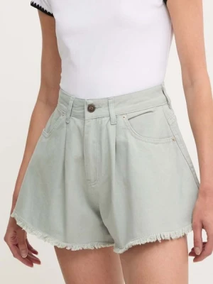 Answear Lab szorty jeansowe damskie kolor turkusowy gładkie high waist