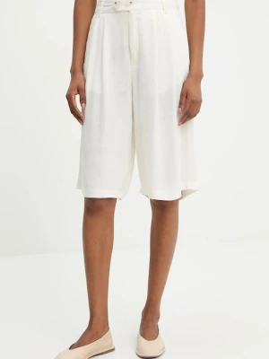Answear.LAB szorty lniane damskie kolor biały gładkie high waist