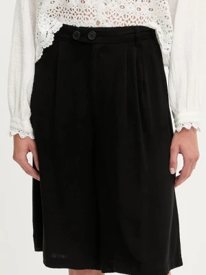 Answear.LAB szorty lniane damskie kolor czarny gładkie high waist