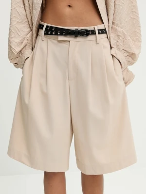 Answear.LAB szorty z domieszką wełny damskie kolor beżowy gładkie high waist