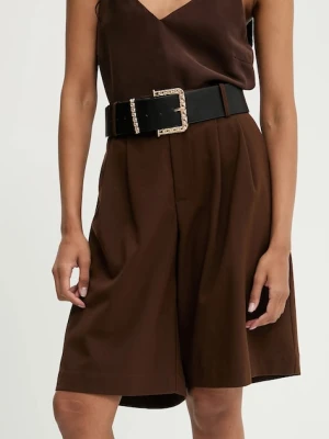 Answear Lab szorty z domieszką wełny damskie kolor brązowy gładkie high waist