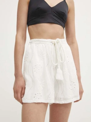 Answear Lab szorty z lnem kolor biały gładkie high waist