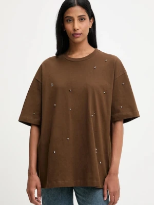 Answear.LAB t-shirt bawełniany damski kolor brązowy