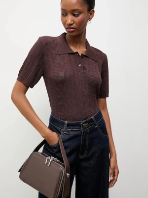 Answear.LAB t-shirt damski kolor brązowy