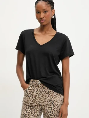 Answear Lab t-shirt lniany damski kolor czarny