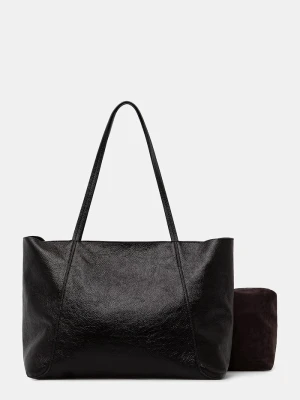 Answear.LAB torebka shopper damska z imitacji skóry czarny