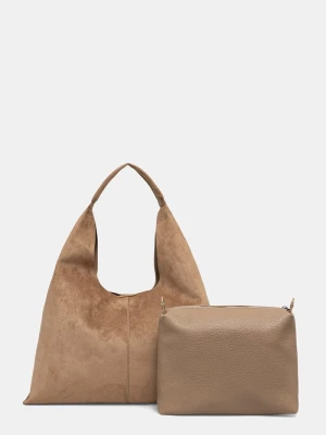 Answear.LAB torebka shopper damska z imitacji zamszu brązowy