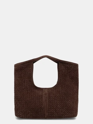 Answear.LAB torebka shopper damska z imitacji zamszu brązowy