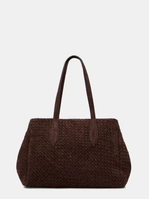 Answear.LAB torebka shopper damska z imitacji zamszu brązowy