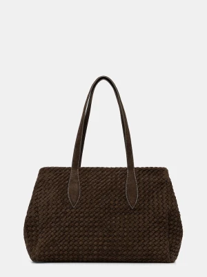 Answear.LAB torebka shopper damska z imitacji zamszu zielony