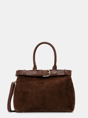 Answear.LAB torebka zamszowa kolor brązowy