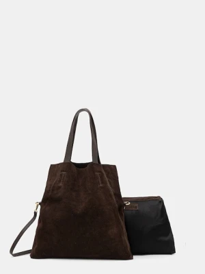 Answear.LAB torebka zamszowa kolor brązowy