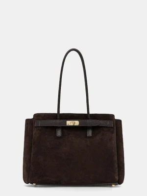 Answear.LAB torebka zamszowa kolor brązowy