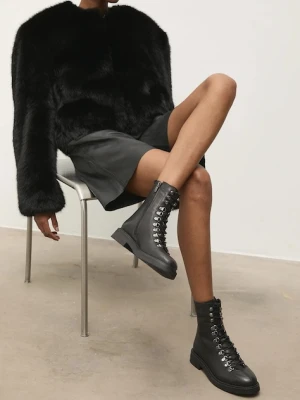 Answear.LAB workery skórzane kolor czarny na płaskim obcasie