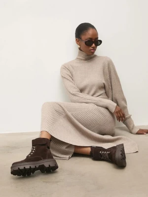 Answear.LAB workery zamszowe kolor brązowy na platformie lekko ocieplone