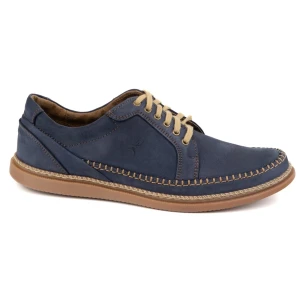 Antex Buty Męskie Skórzane Casual Model 313GT granatowe niebieskie