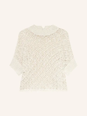 Antonelli Firenze Dzianinowa Koszulka Dumbo Z Lnem I Cekinami weiss