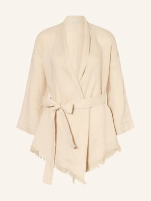 Antonelli Firenze Lniana Marynarka Katia Z Frędzlami beige