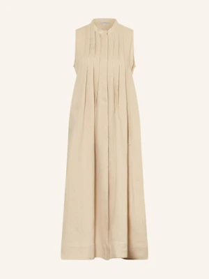 Antonelli Firenze Sukienka Z Lnu Norvegia Z Plisami beige
