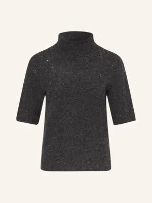 Antonelli Firenze Sweter Z Dzianiny Dakota Z Kaszmirem I Cekinami grau CZIEMNOSZARY