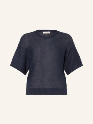 Antonelli Firenze Sweter Z Dzianiny Zagara Z Lnem I Cekinami blau