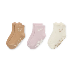 Antypoślizgowe skarpety dla niemowląt ze ściągaczem Nike Cozy Comfort (0–6 M) (3 pary) - Brązowy