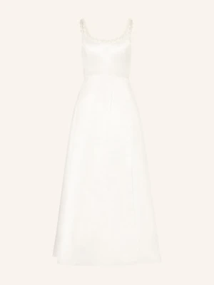 Apart Suknia Wieczorowa Z Satyny Z Ozdobnymi Perełkami weiss