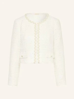 Apart Tweedowa Marynarka Z Cekinami I Ozdobnymi Perełkami weiss