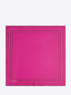 Apaszka damska z jedwabiu z geometrycznym wzorem fuksja Wittchen