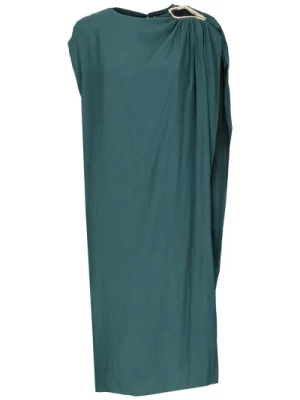 Aqua Zielona Sukienka z Metalicznym Wycięciem Lanvin