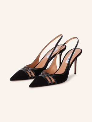 Aquazzura Cienkie Czółenka Kari Sling 85 schwarz CZARNY