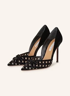 Aquazzura Czółenka Romance Pump 105 Z Aksamitu schwarz