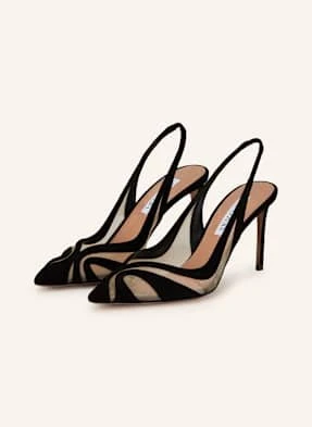 Aquazzura Czółenka Z Odkrytą Piętą Lune Sling schwarz