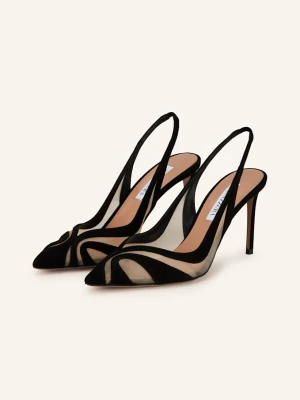 Aquazzura Czółenka Z Odkrytą Piętą Lune Sling schwarz CZARNY