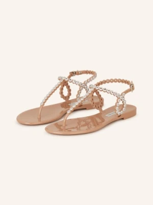 Aquazzura Japonki Almost Bare Crystal Jelly Z Ozdobnymi Kamykami rosa