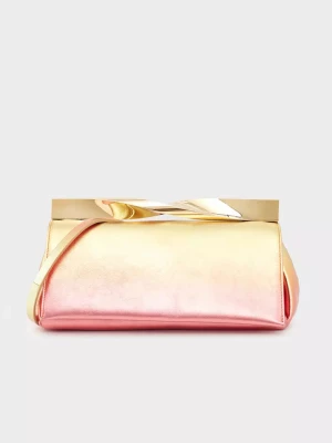 Aquazzura Tęczowa metaliczna kopertówka Twist Clutch