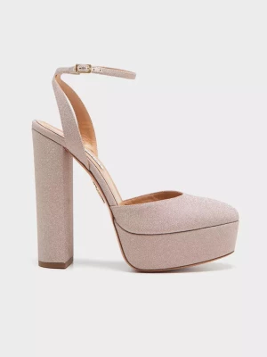 Aquazzura Złoto-różowe czółenka So High 14 cm rozmiar