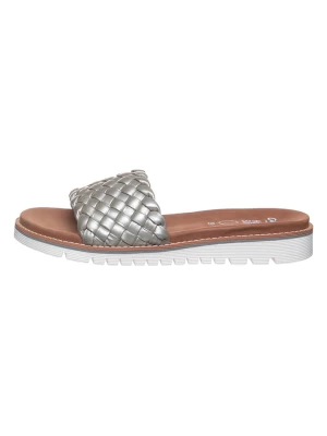 Ara Shoes Skórzane klapki w kolorze srebrnym rozmiar: 39